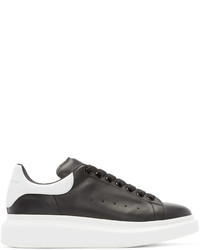 Alexander McQueen Black White Leather Low Top Sneakers