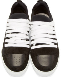 Kris Van Assche Krisvanassche Black White Suede Leather Skate Sneakers