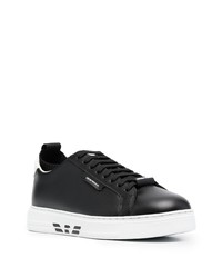 Emporio Armani Sock Detail Leather Sneakers