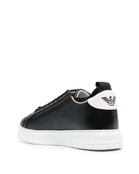 Emporio Armani Sock Detail Leather Sneakers