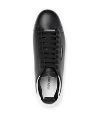 Emporio Armani Sock Detail Leather Sneakers