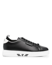 Emporio Armani Sock Detail Leather Sneakers