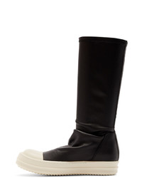 Rick Owens Black And Off White Sock Boots