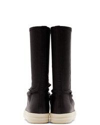 Rick Owens Black And Off White Sock Boots