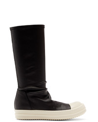 Rick Owens Black And Off White Sock Boots