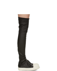 Rick Owens Black And Off White Stocking Tall Boots