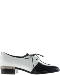 Black and White Leather Oxford Shoes