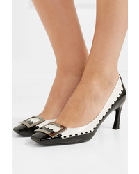 Roger Vivier Trompette Perforated Smooth And Patent Leather Pumps
