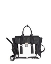 Black and White Leather Satchel Bag