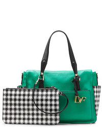 Diane von Furstenberg Voyage Gingham Colorblock Leather Satchel Bag