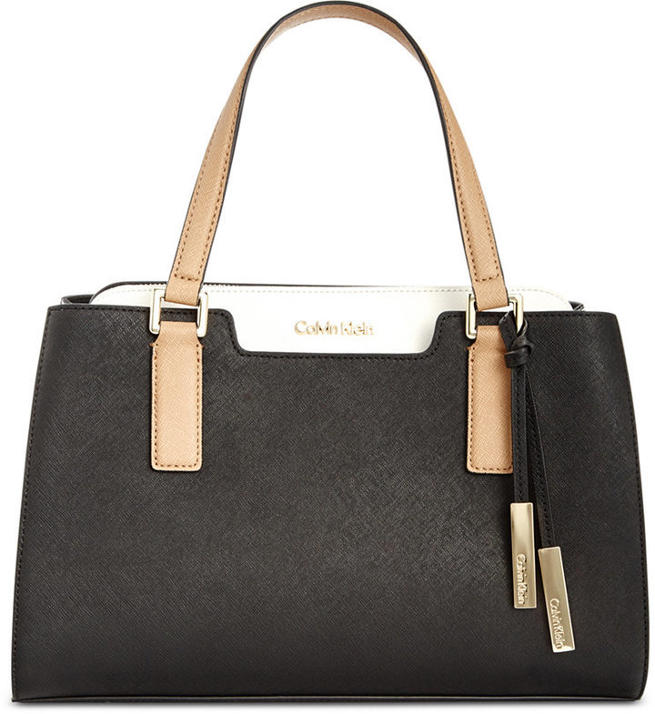 hoffelijkheid Atlas Nauwgezet Calvin Klein Saffiano Leather Satchel, $248 | Macy's | Lookastic