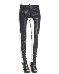 Black and White Leather Skinny Pants