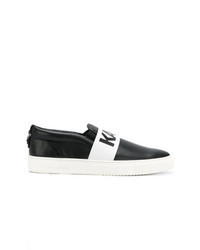 Black and White Leather Slip-on Sneakers