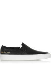 Black and White Leather Slip-on Sneakers