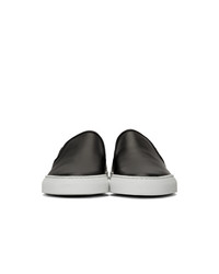 Woman by Common Projects Black And White Leather Slip On Sneakers