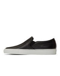 Woman by Common Projects Black And White Leather Slip On Sneakers