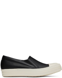 Rick Owens Black Leather Boat Sneakers