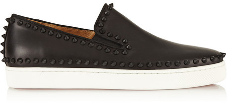 Christian Louboutin Pik Boat Spiked Leather Slip On Sneakers ...