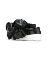 Joshua Sanders Oversized Shearling Bow Sneakers