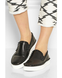 Christian Louboutin Pik Boat Spiked Leather Slip On Sneakers