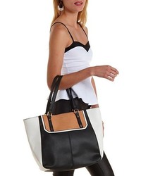 Charlotte Russe Color Block Faux Leather Tote Bag