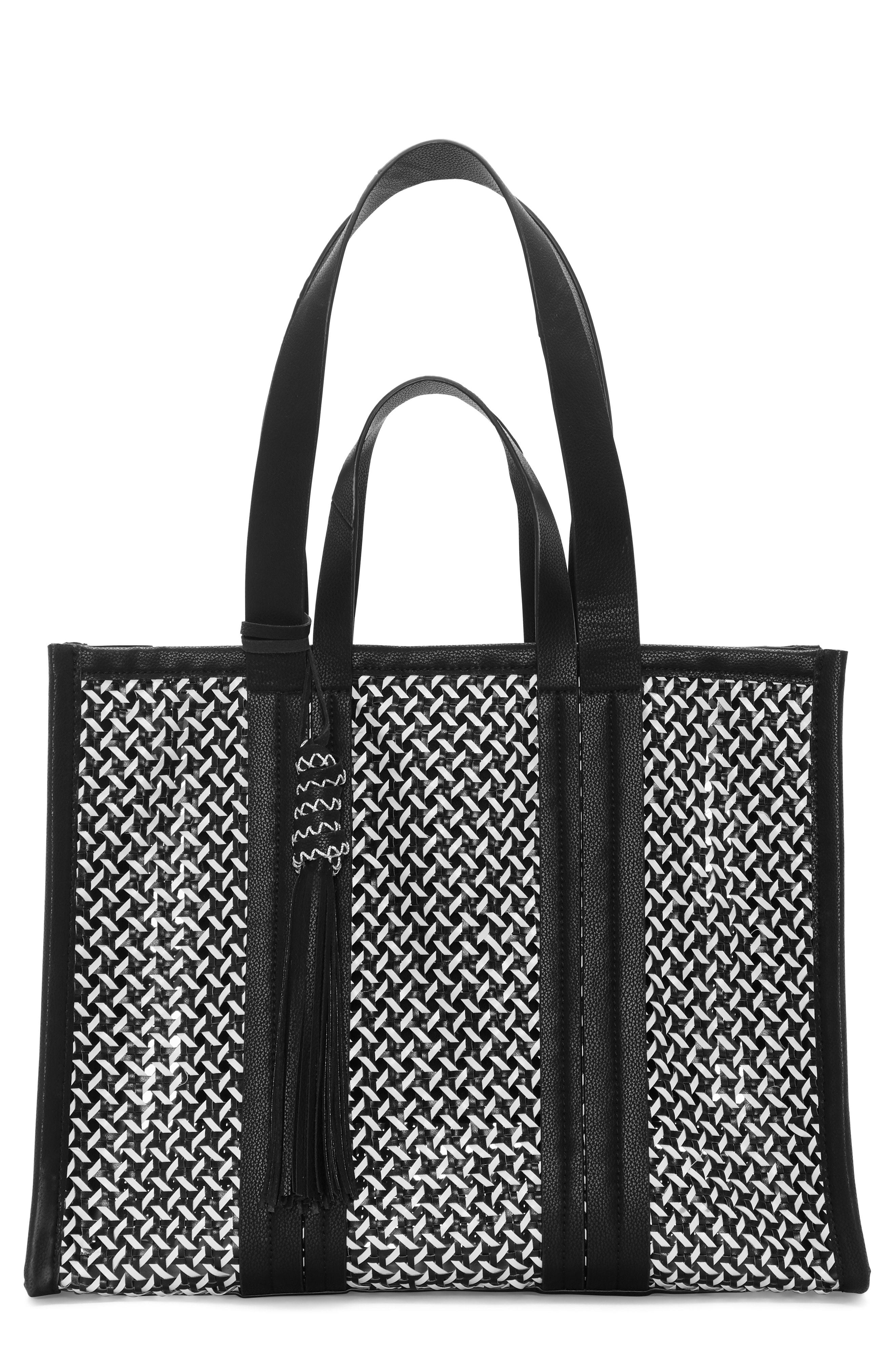 Indra Large Tote - Saddle/Canvas Large Leather Woven Tote - Ulla Johnson