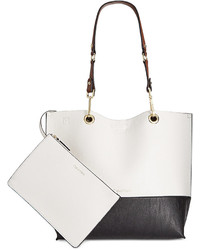 Women's Black and White Leather Tote Bags by Calvin Klein | Lookastic