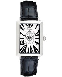 Gio Monaco 236 A Angelo Lii Rectangular White Dial Black Alligator Leather Watch