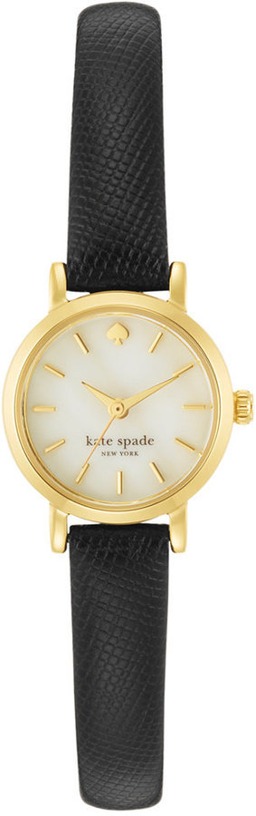 Kate Spade New York Tiny Metro Black Leather Strap Watch 20mm