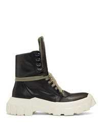 Rick Owens Black And Off White Hiking Sneaker Boots