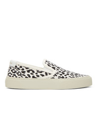 Black and White Leopard Canvas Slip-on Sneakers