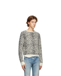 Saint Laurent White And Black Destroyed Sweater