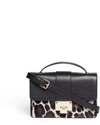 Black and White Leopard Leather Crossbody Bag