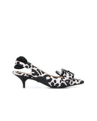 Black and White Leopard Leather Pumps