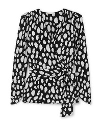 Black and White Leopard Long Sleeve Blouse