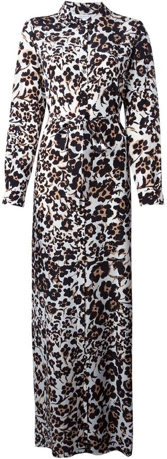 white leopard print shirt dress