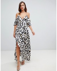 Forever Unique Leopard Print Cold Shoulder Maxi Dress