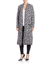 Black and White Leopard Open Cardigan