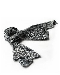 Brando Black White Distinctive Leopard Animal Print Fashion Soft Silk Scarfwrapshawl