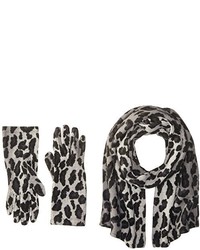 La Fiorentina Leopard Print Scarf And Glove Two Piece Set