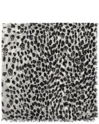Alexander McQueen Leopard Skull Print Cashmere Silk Scarf