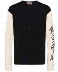 Black and White Long Sleeve Henley Shirt