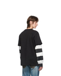 Vyner Articles Black And White Striped Skater Sweatshirt