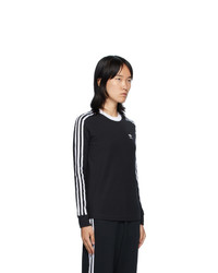 adidas Originals Black 3 Stripes Long Sleeve T Shirt