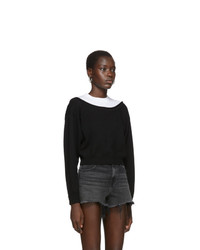 alexanderwang.t Black Cropped Bi Layer Sweater