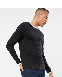 ASOS DESIGN T Sleeve T Shirt With Contrast Ringer In Black