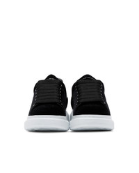 Alexander McQueen Black And White Velvet Oversized Sneakers
