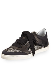 Lanvin Jacquard And Leather Low Sneaker