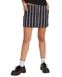 Volcom Frochickie Zip Front Stripe Denim Skirt