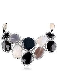 Panacea Black White And Grey Statet Crystal Necklace 925
